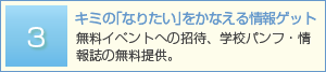 キミの｢なりたい｣をかなえる情報ゲット 無料イベントへの招待、学校パンフ・情報誌の無料提供。
